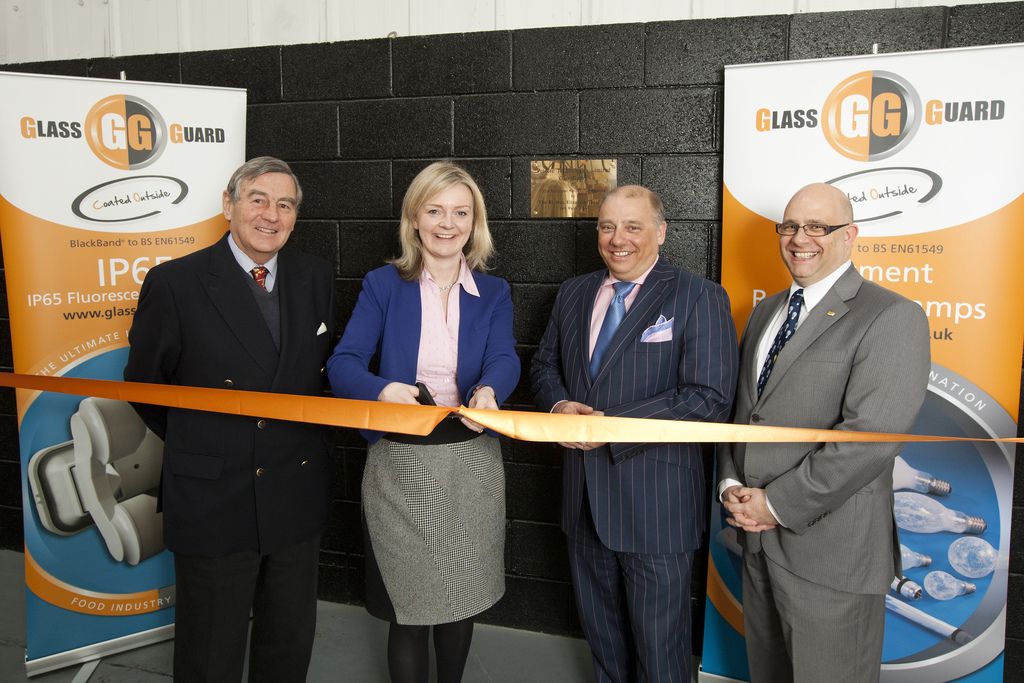 elizabeth truss mp opens new glassguard warehouse