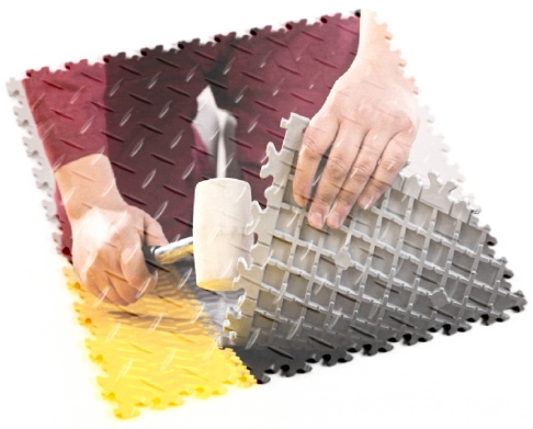 laying-interlocking-floor-tiles