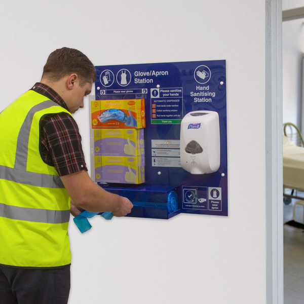 justgloves image - hand sanitising and disposables station