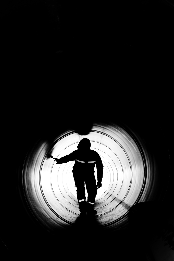 STOCK confined space tunnel worker