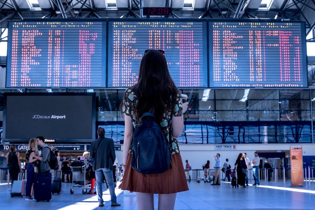 STOCK airport travel lone worker