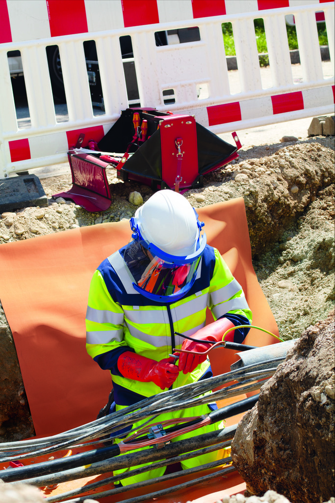 new gore pyrad protective garments blue and hi vis outdoor image