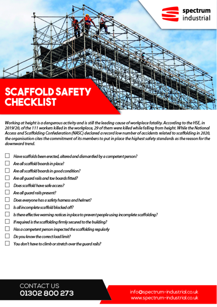 Spectrum scaffolding safety checklist
