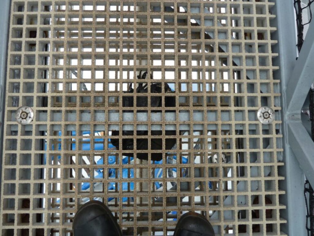 Mr Hill’s trapped boot in the gangway